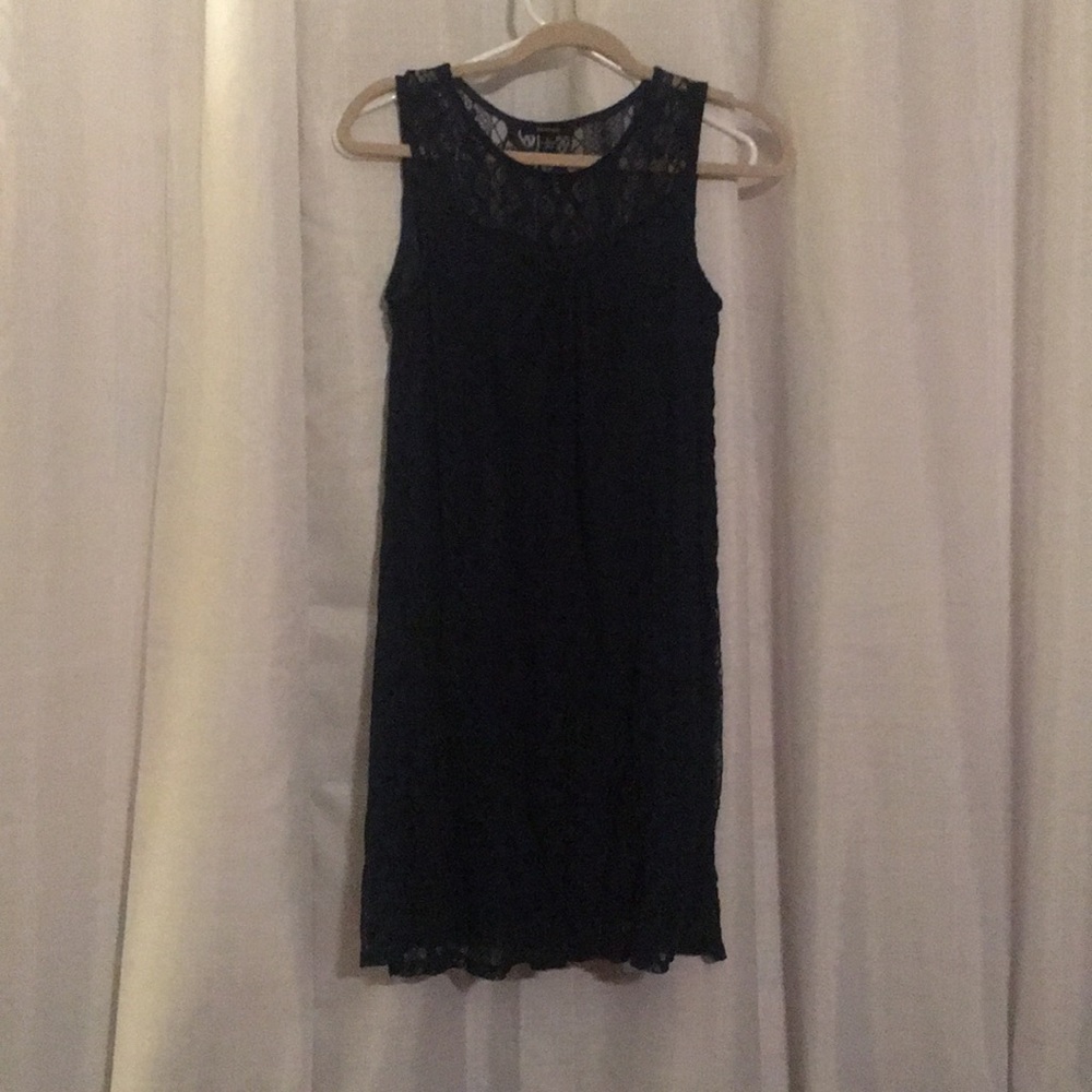 Navy blue crochet layered summer dress